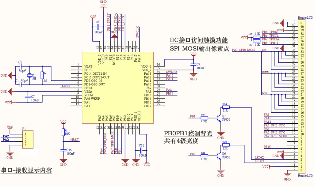 RGB液晶屏串口驱动电路